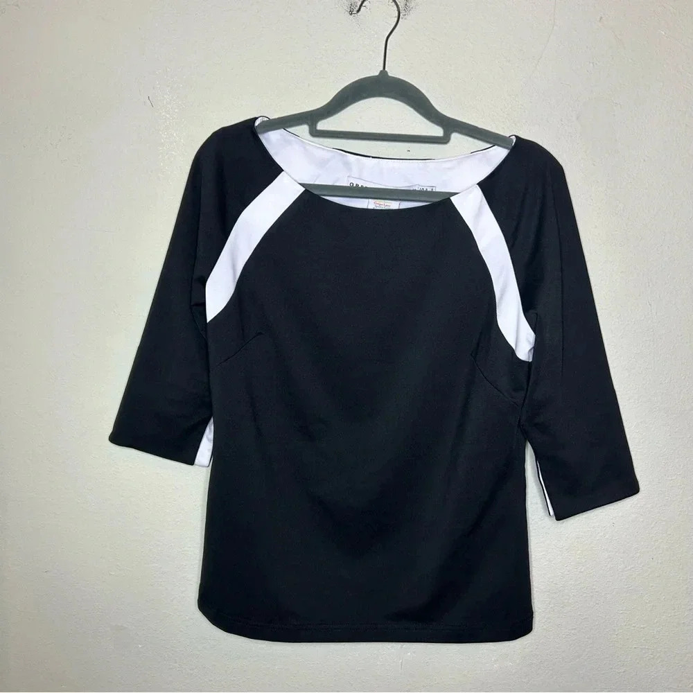 Gretchen Scott Black and White Fitted Top Size XS